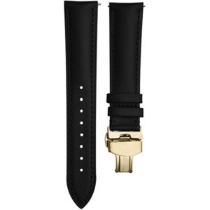 4wrist Kožený elegantní řemínek - Černý se zlacenou sponou 20 mm